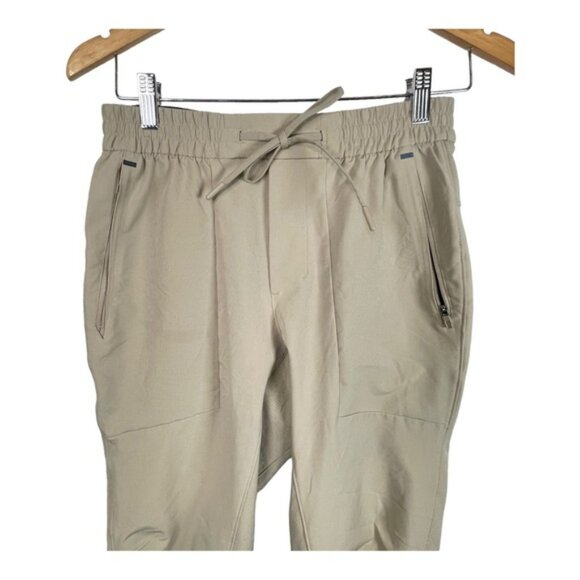 Lululemon Athletica Men Khaki Joggers Size Small Elastic Waist Snap Button Cuff - Picture 2 of 14